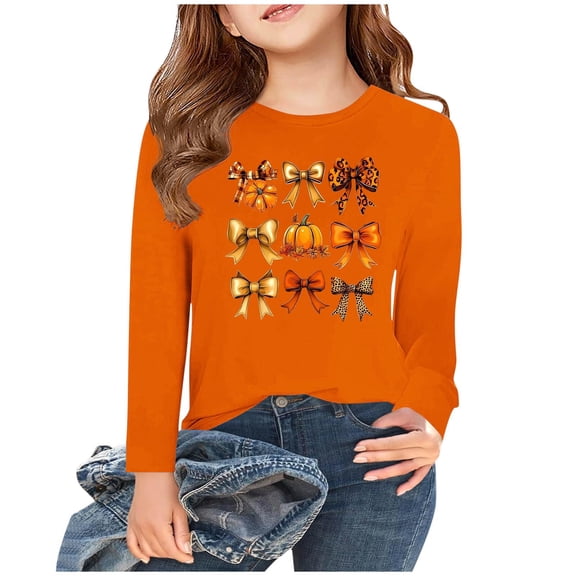Burnt Orange Boy Girl Kids Girl Boy Crew Neck Tshirts Elegant Happy Vacation Gift Thanksgiving Brunch Tops Tee for Kid Long Sleeve Graphic Cute Shirt Warm Winter Fall Tee Shirt 2025 6 Years