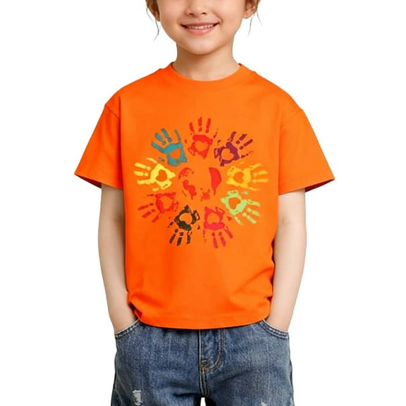 Burnt Orange Boy Girl Kids Girl Boy T Shirts Print Tee Tops for Kid Short Sleeve Boat Neck Spandex Happy Holiday Gift Lounge Fall Summer Tee Shirt 2025 Clothes Country Concert Y2K 12-13 Years