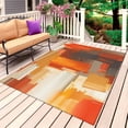 thumbnail image 1 of Burnt Orange Brown Outdoor Rug 5x8 Ft, Non Slip Washable Area Rug, Farmhouse Ombre Abstract Mottled Art Patio Rugs Carpet Runner, Large Floor Mat for Indoor/Outdoor Deck Porch Camping, 1 of 8