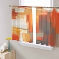 thumbnail image 1 of Burnt Orange Brown Semi Sheer Curtains 54 Inch Length 2 Panels Set, Farmhouse Ombre Abstract Mottled Art Sheer Kitchen Curtain Privacy Voile Window Curtain for Living Room Bedroom Rod Pocket Drapes, 1 of 7
