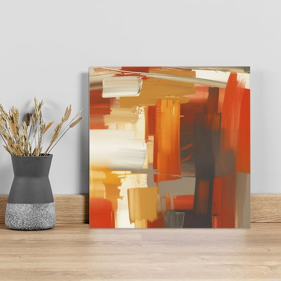 Burnt Orange Brown Wall Art Painting on Canvas, Farmhouse Ombre Abstract Mottled Art Canvas Art Home Prints Wall Art Framed Modern Artwork for Living Room Bedroom Wall Decor 12x12in