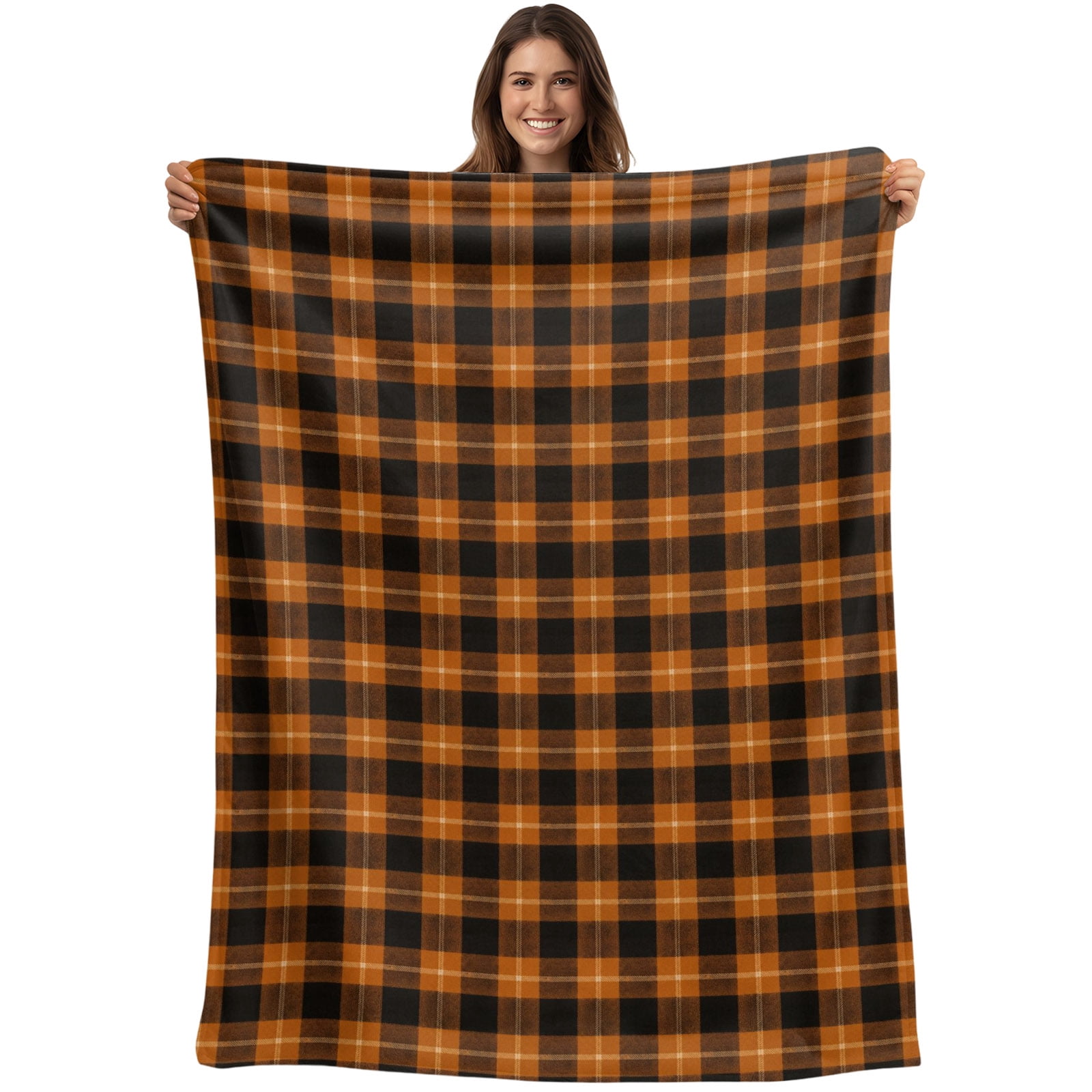 Burnt Orange Buffalo Plaid Blanket Soft Cozy Warm Throw Blanket for ...