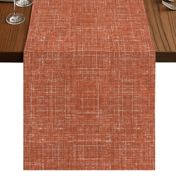 Burnt Orange Burlap Cotton Table Runner 14x72 Inches Long, Farmhouse Vintage Orange Solid Color Modern Farmhouse Table Runners, Outdoor Dining Tablecloths Decor for Baby Shower/Party/Wedding