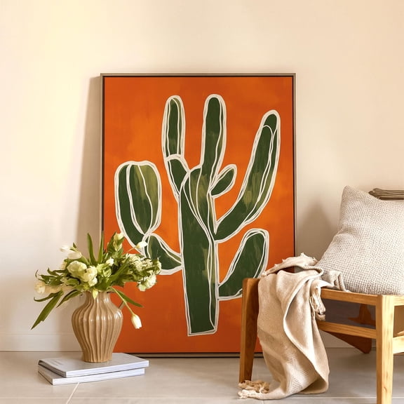 Burnt Orange Cactus Modern Southwest Decor Wall Art Print