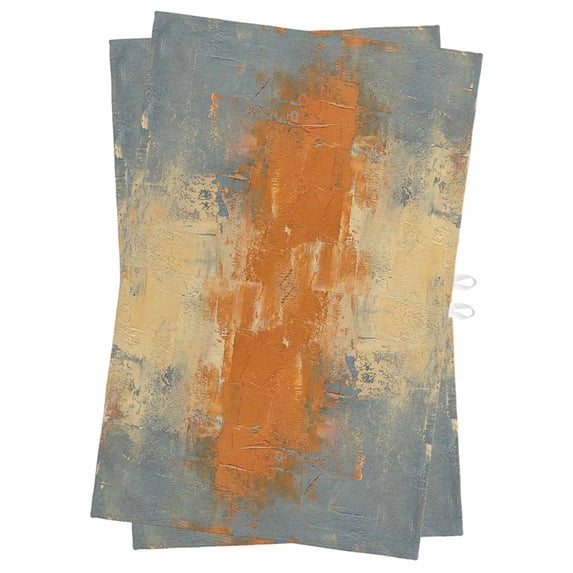 Burnt Orange Cement Gray Kitchen Towels Set of 2, Water Absorbent Dish Towel, Modern Abstract Art Orange Decorative Hand Towels - Quick Drying Cloth for Cooking Baking, 18x28 Inch