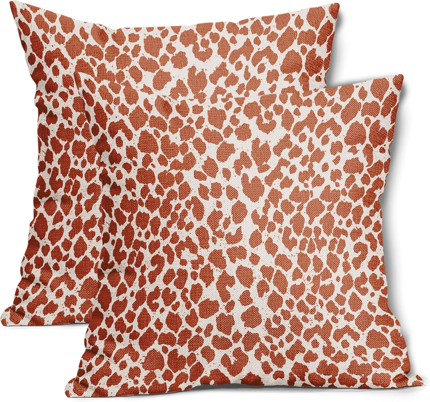 Burnt Orange Cheetah Throw Pillow Covers 20X20 Inches Set of 2 Leopard