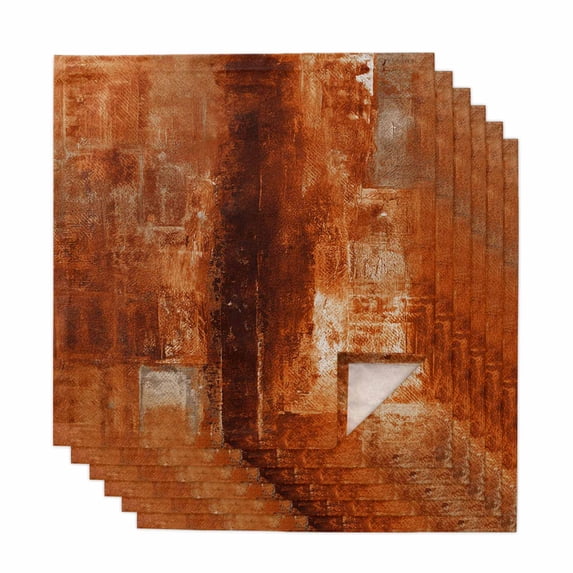 Burnt Orange Cloth Napkins, Retro Oil Painting Modern Abstract Art Aesthetics Washable and Reusable Dinner Napkins Set of 6, Table Napkin for Kitchen Party Birthday Wedding Hotel Housewarming 20"x20"