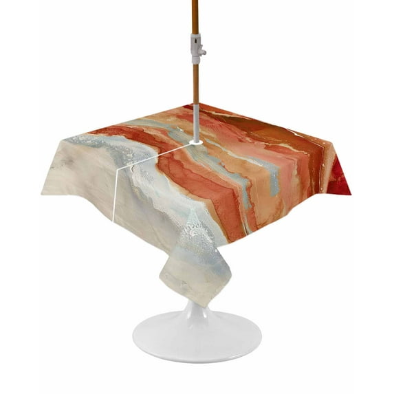 Burnt Orange Coastal Square Outdoor Tablecloth, Waterproof Table Cloth ...