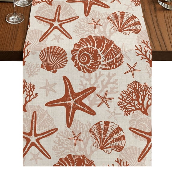 Burnt Orange Coastal Summer Burlap Cotton Table Runner 13x90 Inches ...