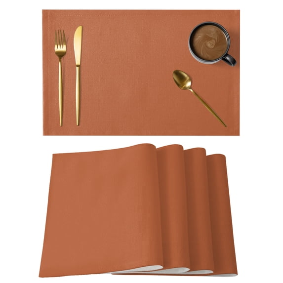 Burnt Orange Cotton Linen Placemats Set of 8, Modern Solid Color ...