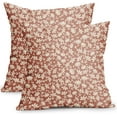 thumbnail image 1 of Burnt Orange and Cream Floral Pillow Covers 18x18 Inch Set of 2 Vintage Flower Outdoor Decorative Throw Pillows Small Floral Block Print Rustic Farmhouse Pillowcases for Couch Decor, 1 of 6