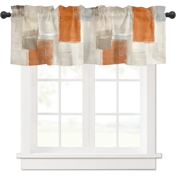 Burnt Orange Curtain Valance Window Treatment Burnt Orange Brown Gray Graffiti Paint Art Decorative Rod Pocket Short Window Valance for Kitchen Windows Living Room Bathroom 54 x 18 Inch,1 Panel