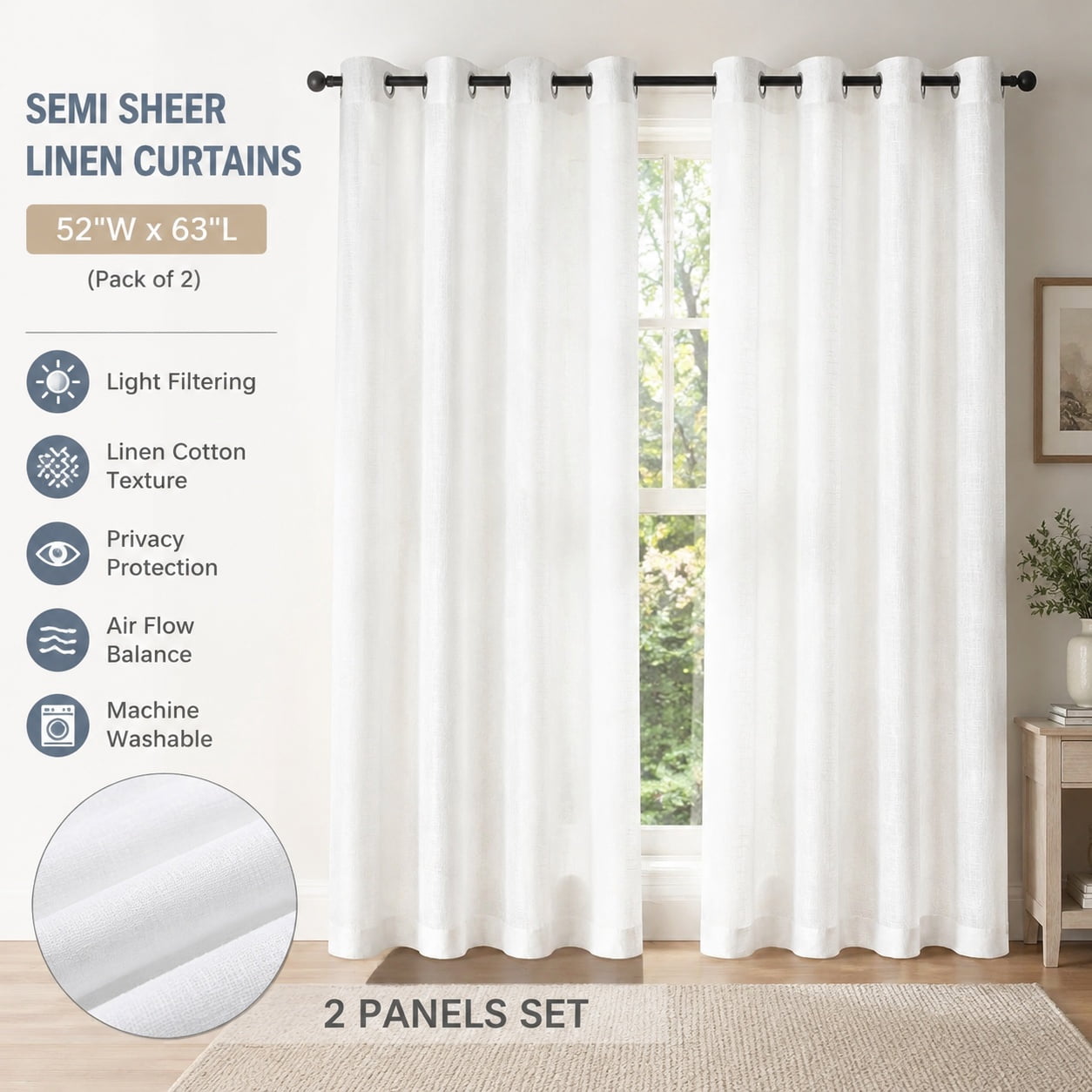 Burnt Orange Curtains 63 Inch Length 2 Panels Set Grommet Semi ...