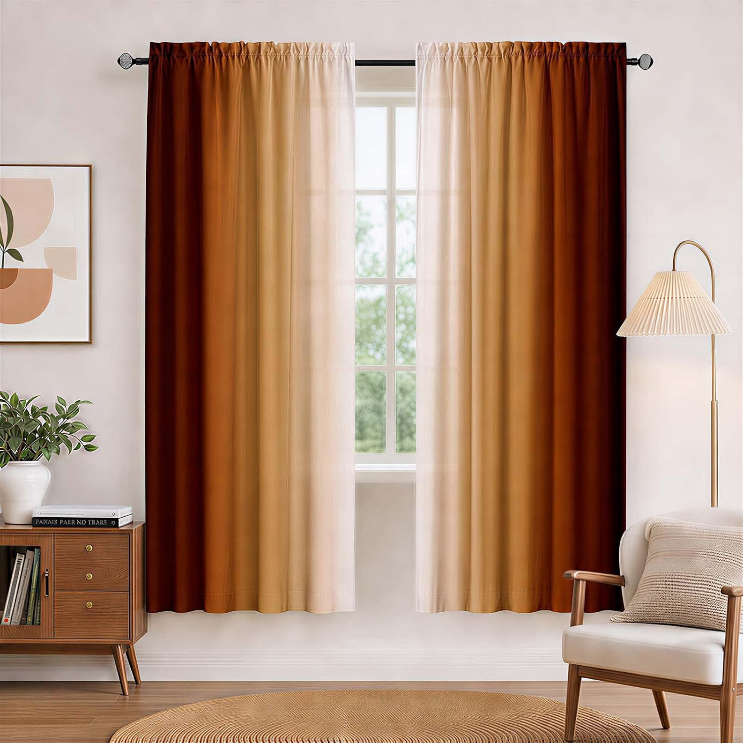 Burnt Orange Curtains 63 Inch Length for Living Room 2 Panel Set Burnt ...