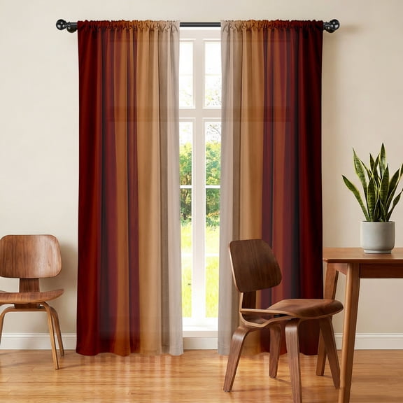 Burnt Orange Curtains 84 Inch Length for Living Room 2 Panel Set Burnt Orange and Terracotta Window Curtain Rust Orange Ombre Gradient Light Filtering Curtains Modern Abstract Drapes