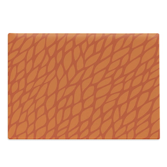 Burnt Orange Cutting Board, Abstract Foliage Leaves Pattern Sketch Nature Growth Composition, Decorative Tempered Glass Cutting and Serving Board, Large Size, Orange Burnt Orange, by Ambesonne