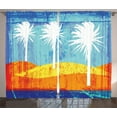 thumbnail image 1 of Ambesonne Abstract Curtains 2 Panel Set, Tropic Beach Palms, 108" x 90", Orange Blue White, 1 of 3