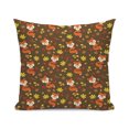 Burnt Orange Decorative Pillow Cover,Autumn Leaves Acorn and Foxes