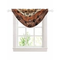thumbnail image 1 of Burnt Orange Dog Paws Waterfall Valances for Windows, Farmhouse Vintage Modern Brown Wood Sheer Valance Curtains, Rod Pocket Elegant Swag Valances for Living Room Bedroom, 47.2"x38.5", 1 Panel, 1 of 8