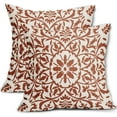 thumbnail image 1 of Burnt Orange Ethnic Boho Pillow Covers 20 X 20 Inch Bohemian Carpet Style Vintage Flower Print Decorative Throw Pillows Outdoor Linen Square Cushion Case Farmhouse Decor for Home Sofa Bed Set of 2, 1 of 6