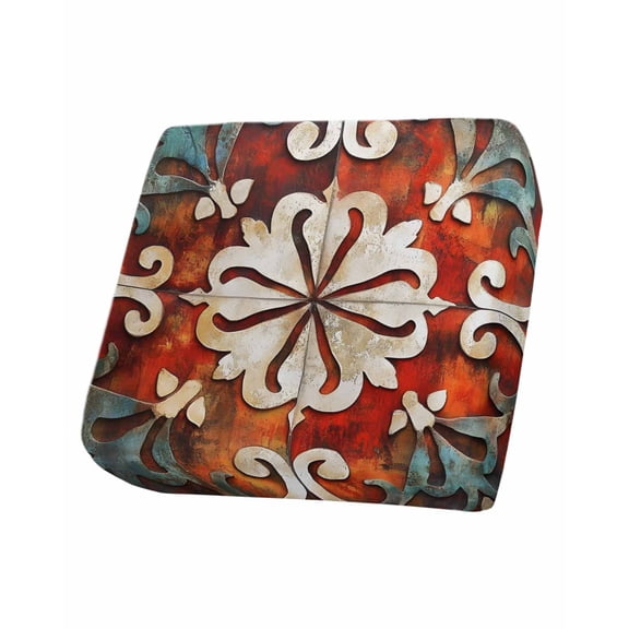 Burnt Orange Ethnic Sofa Couch Cushion Covers Washable, Removable Stretchable Sectional Couch Covers, Rustic Boho Flowers Impressionist Slipcovers for L & T Shape Sofa Furniture Protector S Size 1 pc