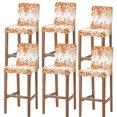 thumbnail image 1 of Burnt Orange Eucalyptus Bar Stool Cover Set of 6, Spring Summer Farmhouse Leaves Watercolor Stretch Bar Chair Cover, Removable Washable Counter Stool Chair Slipcover for Kitchen Dining Room Cafe, 1 of 9