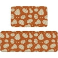 thumbnail image 1 of Burnt Orange Fall Kitchen Mat Sets of 2 Cream Pumpkin Kitchen Rugs for Floor Home Decor Autumn Harvest Thanksgiving Decoration Low-Profile Mats,17x29 and 17x47 Inch, 1 of 6