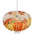 thumbnail image 1 of Burnt Orange Fall Outdoor Tablecloth with Umbrella Hole & Zipper, Maple Leaf Pumpkins Thanksgiving Vintage Round Tablecloth 60 Inch, Patio Table Cover Waterproof Table Cloth for Picnic/Party, 1 of 6