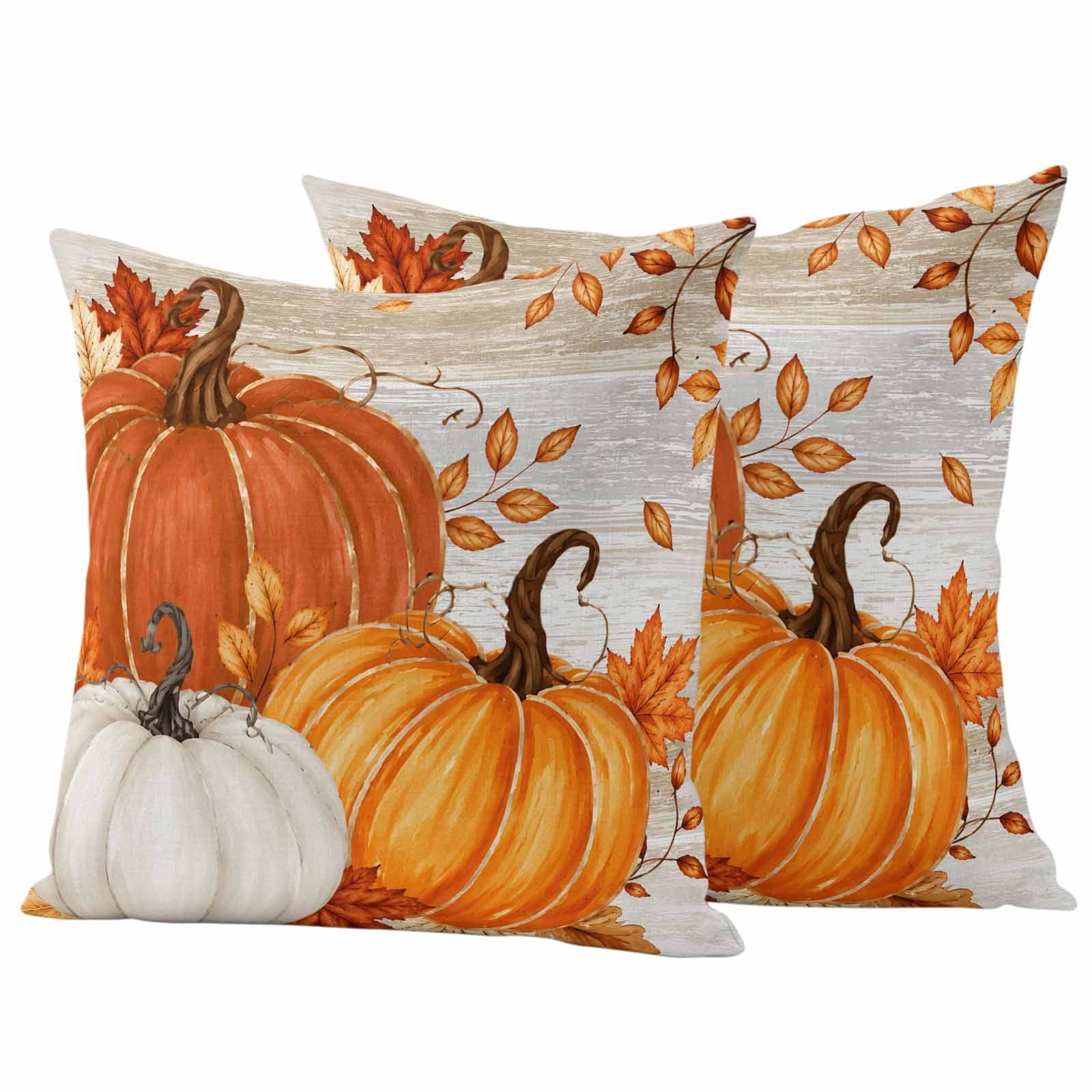 Burnt Orange Fall Pumpkin Outdoor Waterproof Pillow Covers ...