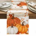 thumbnail image 1 of Burnt Orange Fall Pumpkin Table Runner Thanksgiving Maple Leaves Botanical Tablerunners 14 x 72 Inch, Table Decorations Tabletop Scarf for Summer Gathering Holiday Farmhouse Kitchen Dining Decor, 1 of 8