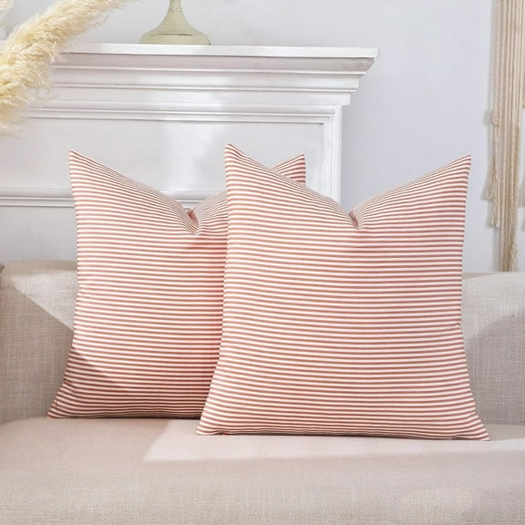 Burnt Orange Fall Striped Pillow Covers Boho Outdoor Throw Pillows 18x18 Set of 2 Fall Home Farmhouse Decor for Couch Sofa Bed