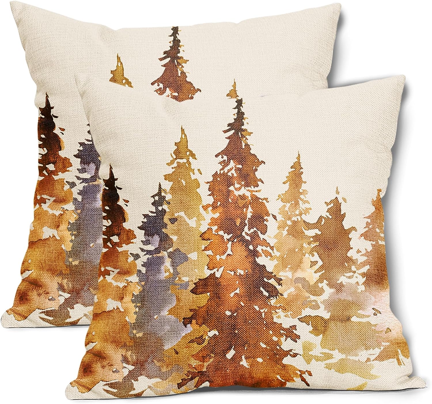 Burnt Orange Fall Tree Pillow Covers 20X20 in Set of 2 Nature Themed
