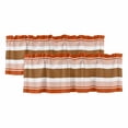 thumbnail image 1 of Burnt Orange Farmhouse Valances for Windows, Decorative Rod Pocket Window Valance Curtains, Orange Brown Striped Short Curtain Drapes for Kitchen/Bathroom/Living Room, 2 Panels, 42" W x 18" L, 1 of 8