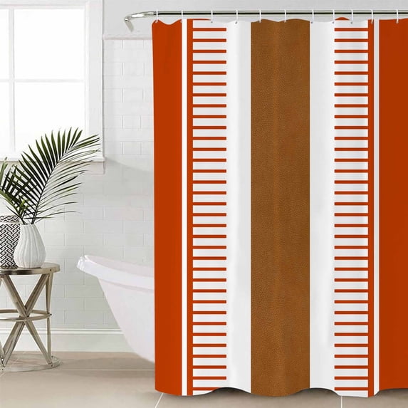 Burnt Orange Farmhouse Waterproof Fabric Shower Curtain, Orange Brown Striped Shower Curtain for Bathroom Curtains Bathtubs Hotel Washable Shower Curtains with 12 Hooks Small 36x72in