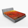 thumbnail image 1 of Burnt Orange Fitted Sheet, Modern Mosaic Art Texture with Small Frames and Lines Fall Illustration, Decorative Soft Bedding All-round Elastic Pocket, California King, Orange Yellow, by Ambesonne, 1 of 3