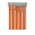 thumbnail image 1 of Burnt Orange Fitted Sheet & Pillow Sham Set, Retro Themed Illustration of Earth Tones Stripes Geometric Simple Design, Decorative 6 Piece Bedding Decor Set, Queen, Burnt Orange Tan, by Ambesonne, 1 of 3