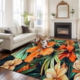 thumbnail image 1 of Burnt Orange Floral Area Rug 5x7 FT, Non Slip Bedroom Throw Carpet, Tropical Botanical Leaves Floral Washable Soft Floor Carpet Non-Shedding Rug for Dining Room Bedside Classroom Desk, 1 of 9