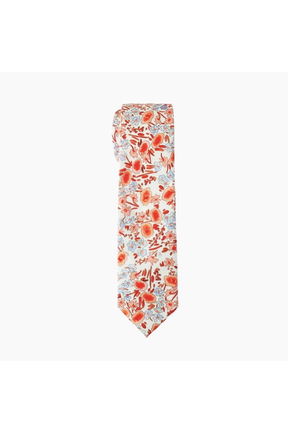 Burnt Orange Floral Skinny Necktie, Wedding Gift, Wedding Dress Tie