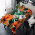 thumbnail image 1 of Burnt Orange Floral Table Cloth Waterproof Tablecloths, Tropical Botanical Leaves Floral Tablecloth Dining Table Cover for Kitchen Party Tabletop Outdoor, Rectangle Tablecloth 54x108 Inch, 1 of 9