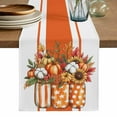 thumbnail image 1 of Burnt Orange Floral Table Runner, Rustic Pumpkin Sunflower Botanical Striped Cotton Linen Table Runners 90 Inches Long, Dresser Scarf Runner for Dining/Coffee/Kitchen/Hallway Tables 13''x90'', 1 of 8