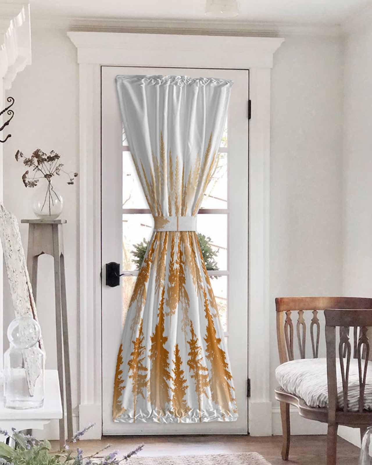 Burnt Orange Forest Door Curtains for Doorway Privacy, Blackout French