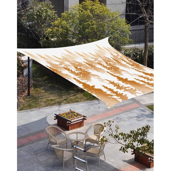 Burnt Orange Forest Sun Shade Sail 14'x18' Rectangle Outdoor Shade Canopy, Contemporary Silhouette Abstract Art Porch Shades Outdoor Sun Blocking Screen, Sunshade Cloth Covers for Patio/Deck/Garden