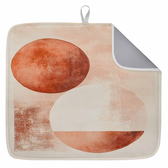 Burnt Orange Geometric Art Dish Drying Mat for Kitchen Counter,Modern ...