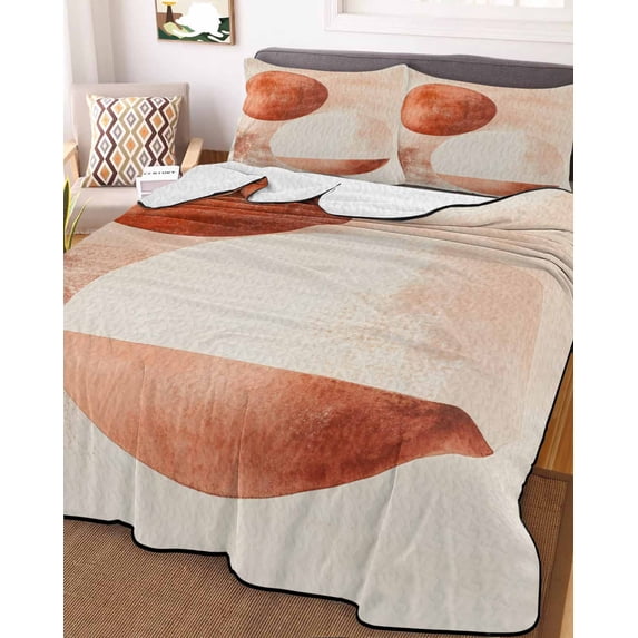 Burnt Orange Geometric Art Twin Size Down Alternative Comforter,Lightweight Comforter Quilt Bedding Set with Pillow Shams Modern Abstract Art Aesthetics All Seasons Bed Comforter Duvet Insert 68"x86"