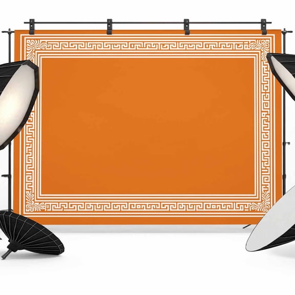 Burnt Orange Geometric Backdrop for Photography, Fabric Photo Background Backdrop, Country Greece Key Art Photo Booth Background for Portrait Photoshoot Video Wedding Studio Decoration Banner 12x8ft