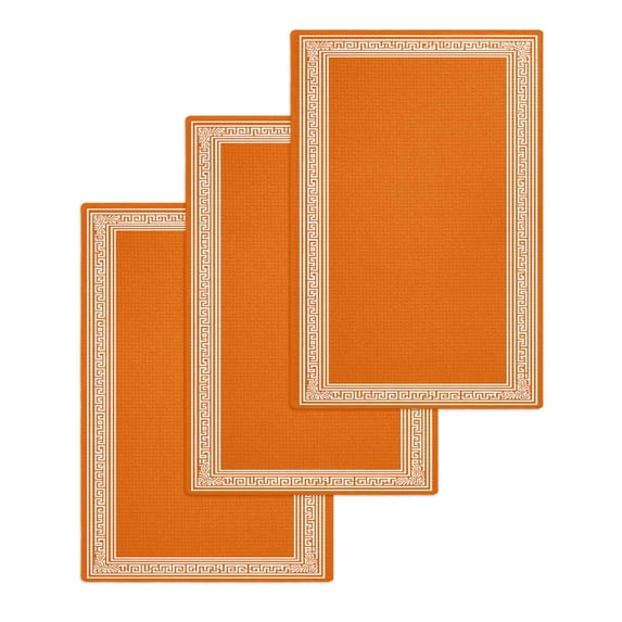 Burnt Orange Geometric Hand Towels Set, Waffle Weave Kitchen Towels 3 Pieces, Country Greece Key Art Microfiber Hair Face Bath Tea Towel Absorbent Quick Drying Cleaning Dish Cloths, 15.7"x23.6"