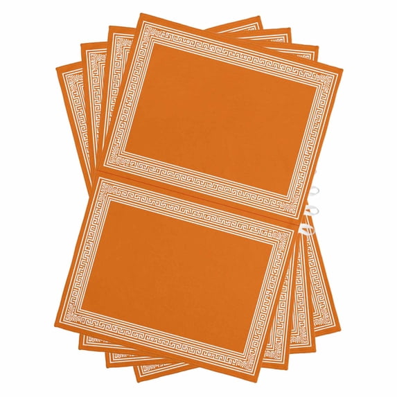 Burnt Orange Geometric Kitchen Towels Set of 4, Water Absorbent Dish Towel, Country Greece Key Art Decorative Hand Towels - Quick Drying Cloth for Cooking Baking, 18x28 Inch