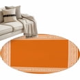 thumbnail image 1 of Burnt Orange Geometric Large Area Rugs for Bedroom Living Room, Soft Non Slip Carpet Bedside Rug, Country Greece Key Art Round Floor Cover Kitchen Accent Rug 3.3' for Dining Room/Office, 1 of 9
