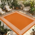 thumbnail image 1 of Burnt Orange Geometric Outdoor Rug 5x8 Ft - Reversible Patio Rug Outdoor Camping Rugs, Country Greece Key Art Washable Indoor Outdoor Area Rugs, Non-Slip Outdoor Carpet Runner for Deck/Porch, 1 of 8