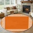 thumbnail image 1 of Burnt Orange Geometric Round Rugs 8ft, White Greek Key Design Abstract Modern Art Non Slip Washable Rug Runner, Low Pile Indoor Floor Carpet Mat Bathroom Rugs for Living Room, Bedroom, Kids Room, 1 of 9